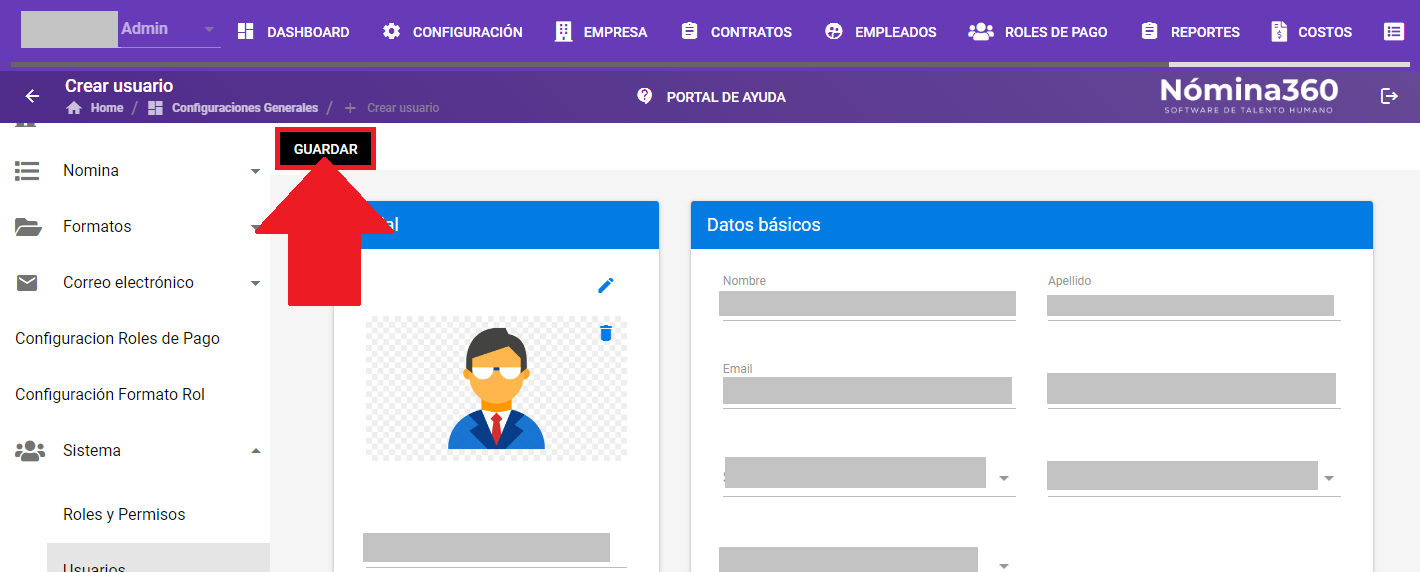Formulario de edición con los datos del usuario